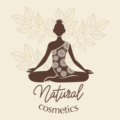 natural cosmetics body care vector image of a girl in a lotus position