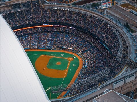 Aerial view of Rogers Centre during game