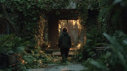Fototapeta premium Adventure in the lush jungle overgrown temple ruins photography