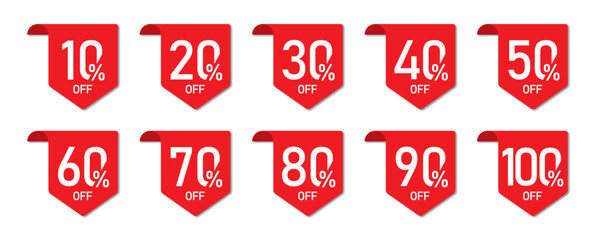 Discount percent tags set icon, vector illustration