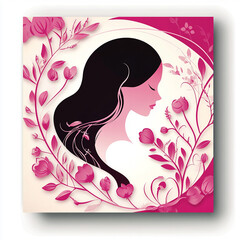 Elegant Woman Silhouette with Floral Wreath made with generative AI
