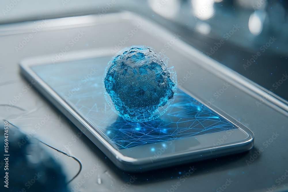 Fototapete digital sphere displayed on a modern mobile device.