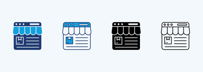Fototapeta premium Online Store Icon Set Multiple Style Collection