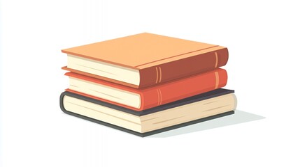 Stacked books on white background, education illustration