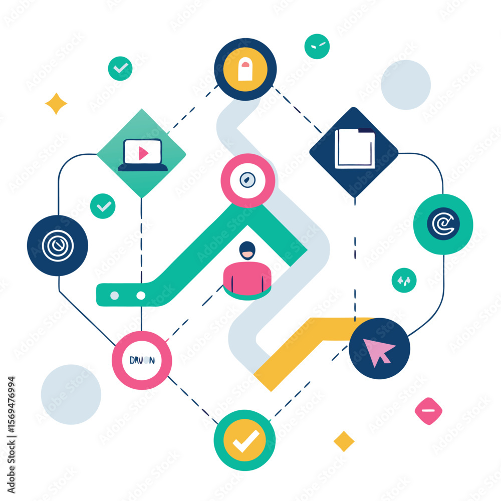 Poster abstract modern flowchart visualization representing digital information and process communication