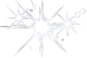 Abstract burst of white light radiating outward from a central point, with textured lines and small spots