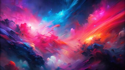 Abstract oil painting, neon red, pink, blue brush strokes background, wallpaper, paint texture, bold art, expressive artwork, fine realistic detail, modern style, evoking vibrant emotions, feelings
