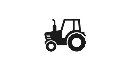 Obraz premium Tractor silhouette black and white minimal farming illustration