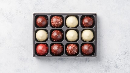 Elegant Compostable Packaging for Gourmet Chocolate Confections in a Stylish Box