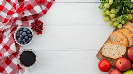 Fresh Fruits and Snacks with Compostable Wrappers on White Wooden Table Surface