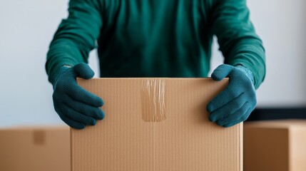 Application of Compostable Shipping Labels on Cardboard Boxes in Eco-Friendly Packaging