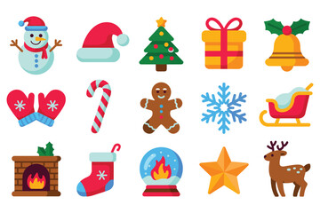 Fototapeta premium Christmas Icons Festive Snowman, Gifts, & Holiday Cheer