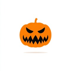 Fototapeta premium vector simple flat icon of orange, scary Halloween face with sharp teeth.