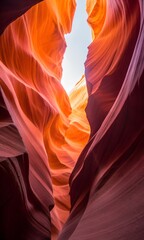 Vibrant Antelope Slot Canyon with Sunlight Filtering through Sculpted Red Rock Walls &ndash; Natural Wonder Landscape
