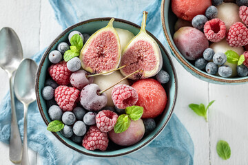 Juicy ice cream sorbet with berries and fruits.