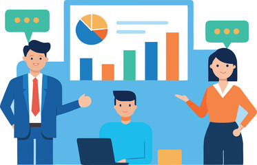 Business meeting with charts and discussion planning data