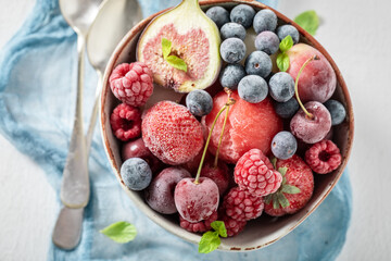 Delicious ice cream sorbet with mix of summer fruits.