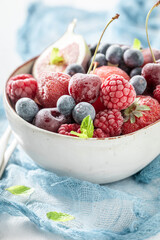 Sweet ice cream sorbet with mix of summer fruits.