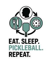 Pickleball Vector Design Set – Fun Sports Illustrations with Paddles, Balls, Players, and Retro Text – Perfect for T-Shirts, Stickers, Mugs & Tournament Posters – Editable EPS Clipart Bundle
