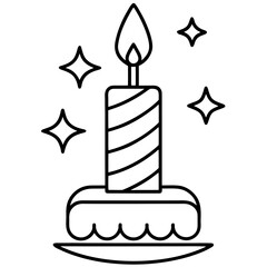 Minimalist Birthday Candle Line Art Icons