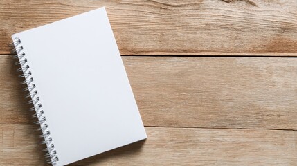 Blank spiral notebook on wooden surface, ideal for creative writing or sketching ideas