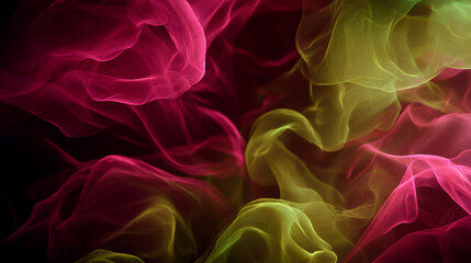 Close-up of abstract smoke in multicolored tones on a black background. An artistic visual effect, ideal for creative backgrounds, energy concepts, and modern design.