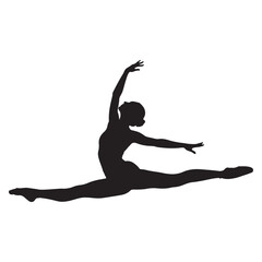 Fototapeta premium Dynamic Silhouette of a Female Gymnast in a Striking Split Leap