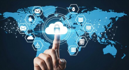Global Cloud Security Network with Futuristic Digital Interface