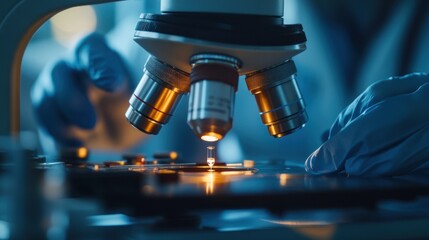 Focused microscope in lab