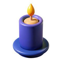 candle 3d rendering isolated on transparent background. Cartoon plastic style	