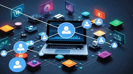 Abstract illustration of digital network, connections and data flow concept - Powered by Adobe