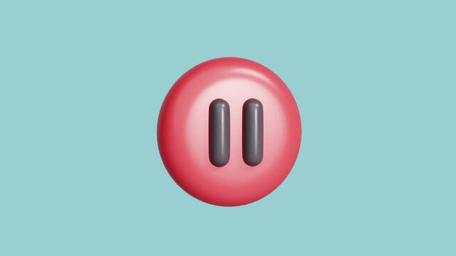video play pause button icon 3d animation