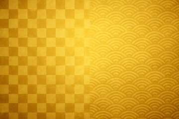 Golden Checkered and Wave Patterned Backgrounds Texture Design