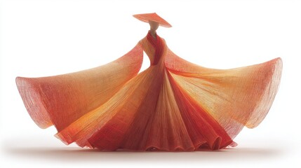 花びらで作られたドレスと帽子、白い背景に分離
