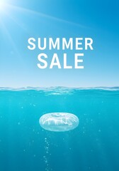 Yellow Float on Blue Ocean with Clean Summer Sale Theme 