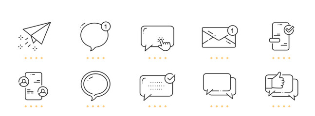 Message, chat, speech bubble line icons. Editable stroke