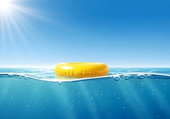 Yellow Float on Blue Ocean with Clean Summer Sale Theme 