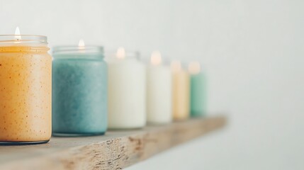 Cozy Ambiance, Lit Candles on Shelf