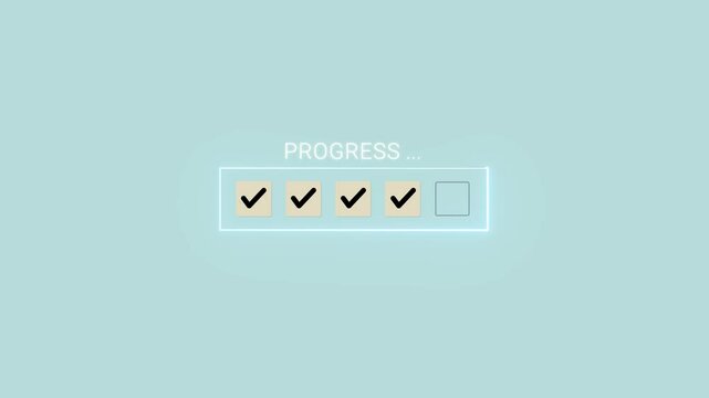 Checklist and task progress tracking concept. A hand placing the final checkmark on wooden blocks in a progress bar, task completion, productivity, goal setting, check com Project pleted tasks