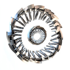 Abstract mechanical figures in silver and copper tones featuring intricate details and complex designs. Futuristic and steampunk-inspired metallic sculptures ideal for modern tech visuals.
