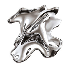 Abstract 3D shapes of liquid metal. Flowing, glossy forms on transparent background. Ideal for modern UI, luxury design, tech visuals, and futuristic concepts.