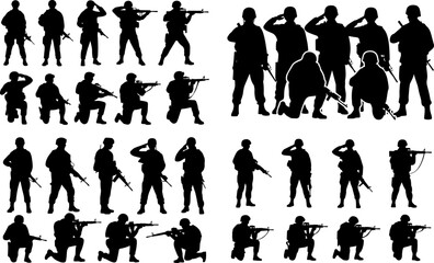Group of Soldier silhouettes vector illustration