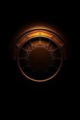 Golden decorative circle on black background exudes luxury and design