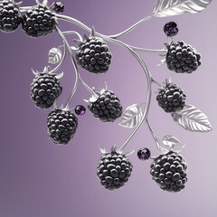 Luxury jewelry set with berries replacing traditional gems. Golden and silver rings, earrings, and pendants with realistic berries & fruit details, isolated on a neutral background.