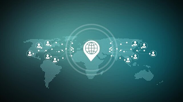 word 'GIS' represents mapping, planning, decision-making, spatial data integration, visualization, and management in modern business operations, strategies. Digital of a world map with location pins