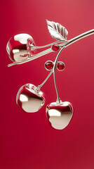 Luxury jewelry set with berries replacing traditional gems. Golden and silver rings, earrings, and pendants with realistic berries & fruit details, isolated on a neutral background.