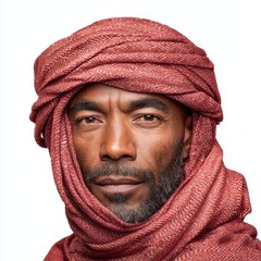 Bedouin tribesman in traditional headwear desert landscape portrait cultural heritage