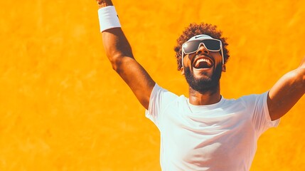 Joyful Tennis Player Celebrating Victory