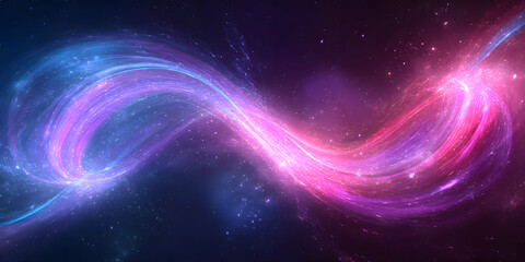 Fototapeta premium A vibrant and dynamic representation of infinity, featuring swirling pink and blue lights against a cosmic background, ideal for digital art or abstract design projects