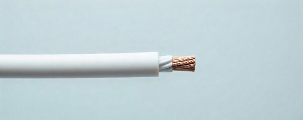 Pristine White Electrical Wire Close-Up High-Resolution Image Showing Texture and Detail of Insulation, Ideal for Industrial, DIY, or Home Improvement Projects